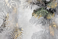 Échantillon, Design D0100, Papier peint panoramique Palmier Tropical Doré Luxe - Collection 2 - Sur mesure