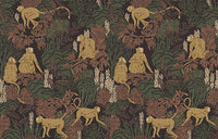 Échantillon, Design D0145, Papier peint panoramique Jungle Enfant Tigre & Singes - Sur mesure