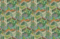 Échantillon, Design D0168, Papier peint panoramique Art Déco Éventails et Or - Collection 2 - Sur mesure