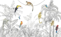 Échantillon, Design D0296, Papier peint panoramique Jungle Enfant Tigre & Singes - Sur mesure