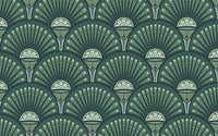 Échantillon, Design D0321, Papier peint panoramique Art Déco Éventails et Or - Collection 2 - Sur mesure