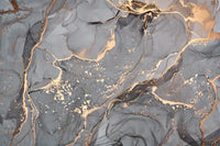 Échantillon, Design D0370, Papier peint panoramique Marbre Noir et Or Luxe - Collection 2 - Sur mesure