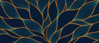 Échantillon, Design D0450, Papier peint panoramique Art Déco Éventails et Or - Collection 1 - Sur mesure