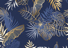 Design D0493 — Palmier Tropical Doré Luxe - Collection 2 — design seul motif grand — Novomur
