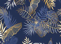 Échantillon, Design D0493, Papier peint panoramique Palmier Tropical Doré Luxe - Collection 2 - Sur mesure