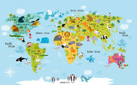 Échantillon, Design D0499, Papier peint panoramique Carte du Monde Enfant - Sur mesure