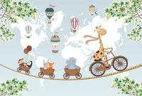 Échantillon, Design D0537, Papier peint panoramique Carte du Monde Enfant - Sur mesure