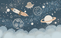 Échantillon, Design D0851, Papier peint panoramique Espace Planètes Enfant - Sur mesure