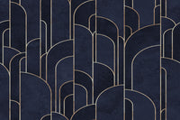 Échantillon, Design D0859, Papier peint panoramique Art Déco Éventails et Or - Collection 1 - Sur mesure