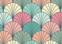 Échantillon, Design E0538, Papier peint panoramique Art Déco Éventails et Or - Collection 2 - Sur mesure