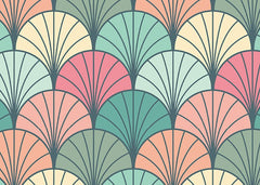 Papier peint panoramique Art Déco Éventails et Or - Collection 2 - Sur mesure