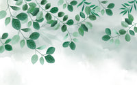 Échantillon, Design E0961, Papier peint panoramique Eucalyptus Botanique Sauge - Sur mesure