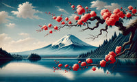 Échantillon, Design F0003, Papier peint panoramique Mont Fuji et Hokusai - Sur mesure