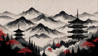 Design F0171 — Asie Encre Noire Pagode — design seul — Novomur