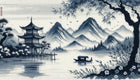 Design F0193 — Asie Encre Bleue — design seul — Novomur