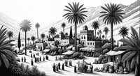 Échantillon, Design F0310, Papier peint panoramique Paysage Désert et Cactus - Sur mesure