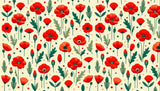 Échantillon Papier peint Coquelicots et Fleurs Sauvages - Sur mesure — F0403