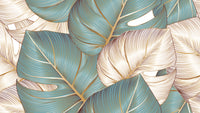 Échantillon, Design F0744, Papier peint panoramique Palmier Tropical Doré Luxe - Collection 1 - Sur mesure