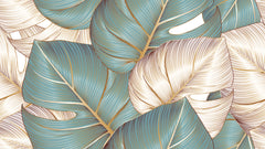 Papier peint panoramique Palmier Tropical Doré Luxe - Collection 1 - Sur mesure