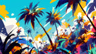 Design F0936 — Palmier Tropical Pop Art Vif — design seul — Novomur