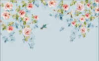 Échantillon, Design FC015, Papier peint panoramique Floral Pivoines et Roses - Collection 1 - Sur mesure