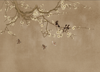 Design FC026 — Papier peint Chinoiserie prunier en fleurs et oiseaux — Novomur