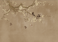 Échantillon, Design FC026, Papier peint panoramique Magnolia & Oiseaux - Sur mesure