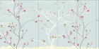 Design FC121 — Papier peint Branches baies rouges fond bleu pale — Novomur