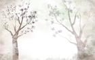 Design FC176 — Papier peint Arbres en fleurs violettes pastel doux — Novomur