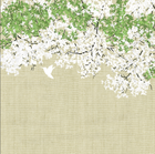 Design FC268 — Papier peint Cascade fleurs blanches vertes colibri — Novomur