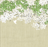 Échantillon, Design FC268, Papier peint panoramique Magnolia & Oiseaux - Sur mesure