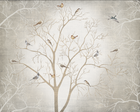 Design FC269 — Papier peint Grand arbre nu oiseaux brume — Novomur