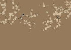 Design FC280 — Papier peint Prunier oiseaux fond taupe chinoiserie — Novomur