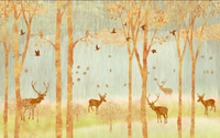 Échantillon, Design FC314, Papier peint panoramique Forêt Pins et Sapins - Collection 2 - Sur mesure