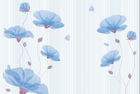 Design FC355 — Papier peint Fleurs bleues transparentes rayures pastel — Novomur