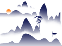 Échantillon, Design FC381, Papier peint panoramique Asie Encre Noire Montagne - Sur mesure