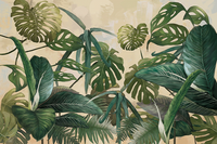 Échantillon, Design L0005, Papier peint panoramique Palmier Tropical Vert - Collection 1 - Sur mesure