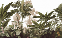 Échantillon, Design L0093, Papier peint panoramique Jungle Tropicale Dense Aquarelle - Sur mesure