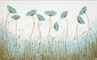 Design L0345 — Papier peint Coquelicots bleus prairie 3D relief — Novomur