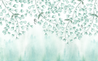 Design L0392 — Papier peint Branches feuilles vert d'eau cascade — Novomur