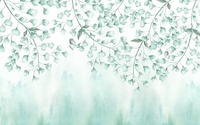 Échantillon, Design L0392, Papier peint panoramique Eucalyptus Botanique Sauge - Sur mesure