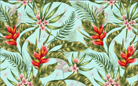 Échantillon, Design L0519, Papier peint panoramique Palmier Tropical Pop Art Vif - Sur mesure