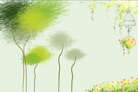 Échantillon, Design L0604, Papier peint panoramique Arbres Décoratifs - Sur mesure