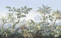 Échantillon, Design L0652, Papier peint panoramique Jungle Tropicale Dense Aquarelle - Sur mesure