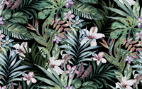 Échantillon, Design L0654, Papier peint panoramique Jungle Tropicale Dense Aquarelle - Sur mesure