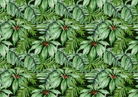Échantillon, Design L0697, Papier peint panoramique Jungle Tropicale Dense Aquarelle - Sur mesure