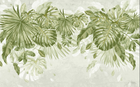 Design L1127 — Papier peint Feuillage tropical sauge fond beige texture — Novomur
