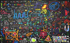 Design L1128 — Papier peint Tableau noir formules colorees craie — Novomur