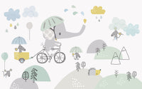 Échantillon, Design SD0288, Papier peint panoramique Safari Bébé Pastel - Sur mesure