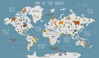 Échantillon, Design SD0326, Papier peint panoramique Carte du Monde Enfant - Sur mesure